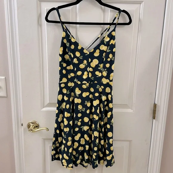 Nine Britton Navy and Yellow Lemon Print Mini Dress - Picture 6 of 11